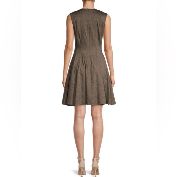 THEORY Solid-Hued Linen-Blend Fit-&-Flare Dress, Size 8 NWOT Excellent Condition - Picture 3 of 7